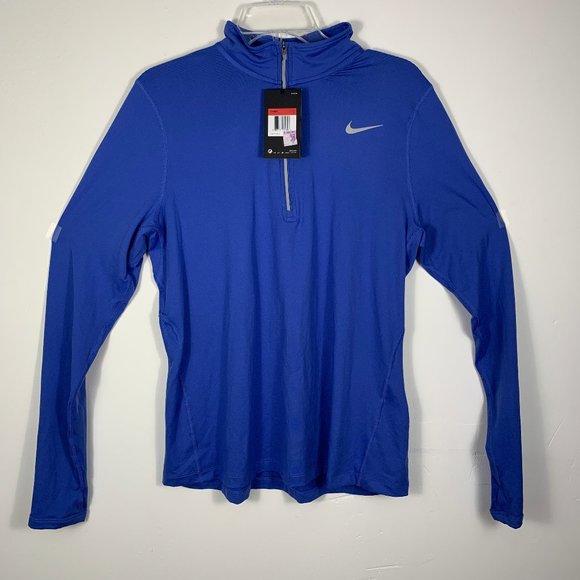 Nike Tops - Nike Dri Fit Element Zip Running Pull Over Long Sleeve Top L blue